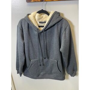 YeoKou Womens Sherpa Lined Hoodie Charcoal Gray Fleece Pullover Sweatshirt XL